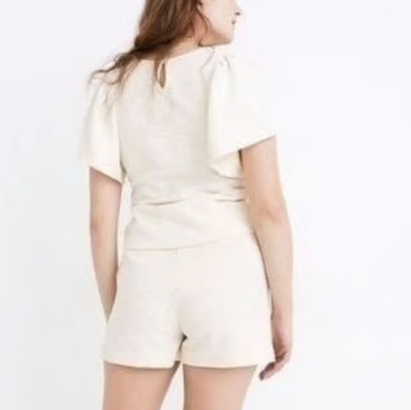 Madewell Flutter Sleeve Textured Linen Color Top, Xs - Picture 3 of 7